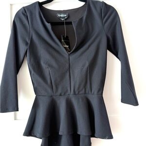 Bebe Elegant Black Peplum Blouse